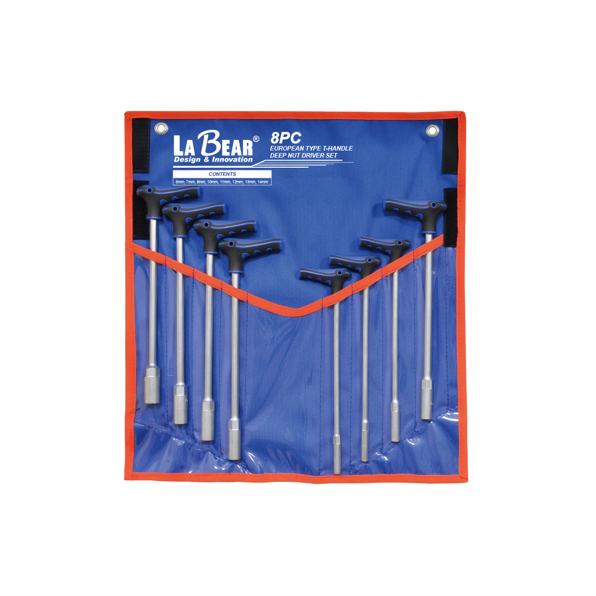 8pcs European Type THandle Deep Nut Driver Set LaBearTools